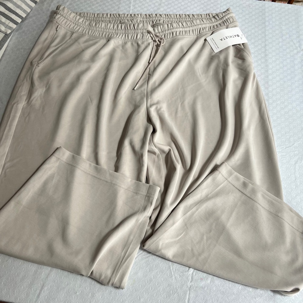 Athleta Seasoft Straight Pant Abalone Gray/Beige 3X Plus NWT Sandwashed Soft